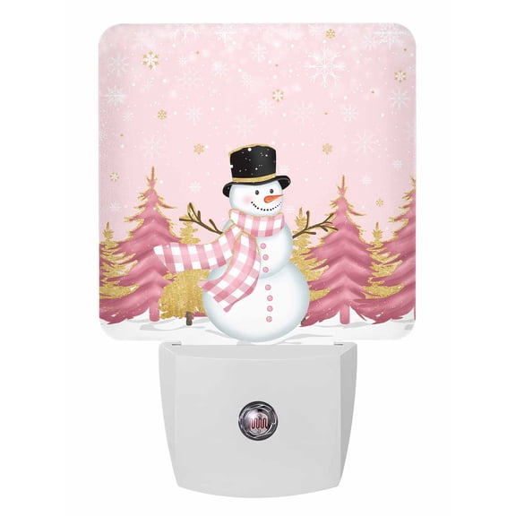 Christmas Night Lights Auto Sensor Snowman Pink Xmas Tree Plug-in LED Nightlights Dusk to Dawn for Living Room, Bedroom, Bathroom, Hallway, Stairways Xmas Wall Decor, Snowflake Night Light