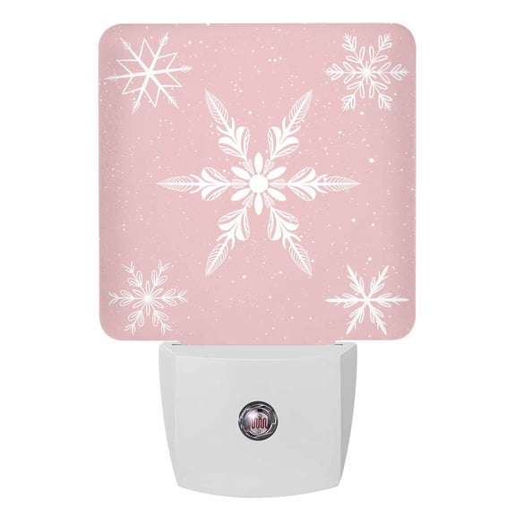 Christmas Night Lights Auto Sensor Winter Snowflake Plug-in LED Nightlights Dusk to Dawn for Living Room, Bedroom, Bathroom, Hallway, Stairways Xmas Wall Decor, Snow Pink Night Light