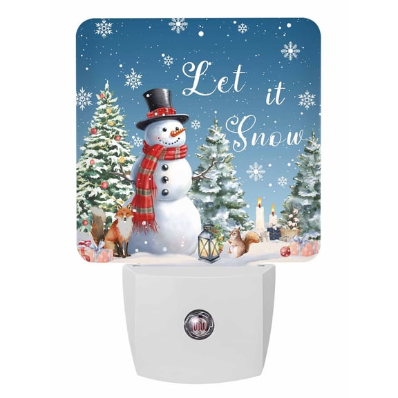 Christmas Night Lights Auto Sensor Xmas Tree Snowman Plug-in LED Nightlights Dusk to Dawn for Living Room, Bedroom, Bathroom, Hallway, Stairways Xmas Wall Decor, Snowflake Sky Blue Night Light