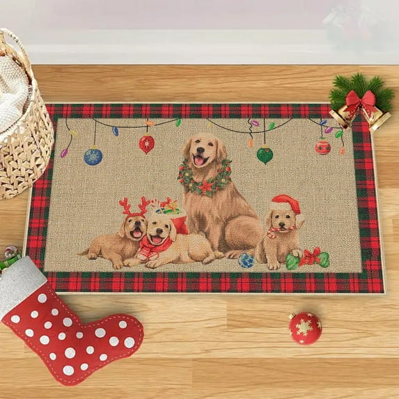 Christmas Non-Slip Floor Mat - Thick Water-Absorbent Bathroom Mat, Dirt-Resistant Doorway Mat, Festive Christmas Decor, Machine Washable, Non-Slip, Absorbent, Durable, Soft Texture,A,31.5*19.69in