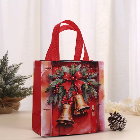 Christmas Non-Woven Red Handbag - Reusable Shopping Bag for Holiday Gifts Festive Gift Packaging Bag, Portable Party Favors Tote Decorative Carrier Sacks for Christmas Presents