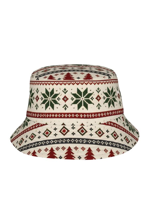 Christmas Nordic Pattern Fisherman's Hat Casual and Breathable Sun Hat for Men and Women