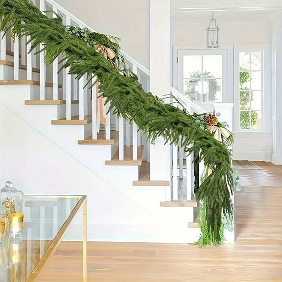 Christmas Norfolk Garland 106in Artificial Fork Branch Plastic Green Flexible Realistic Long Lasting Table Mantle Door Wall Fireplace Indoor Outdoor Wedding Party Hotel Shop Home
