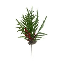 Christmas Norfolk Pine Branches with Red Berries Norfolk Pine Stems Picks with Pinecones Christmas 18inch Artificial Faux Greenery for Vase Xmas Home Garland Decor