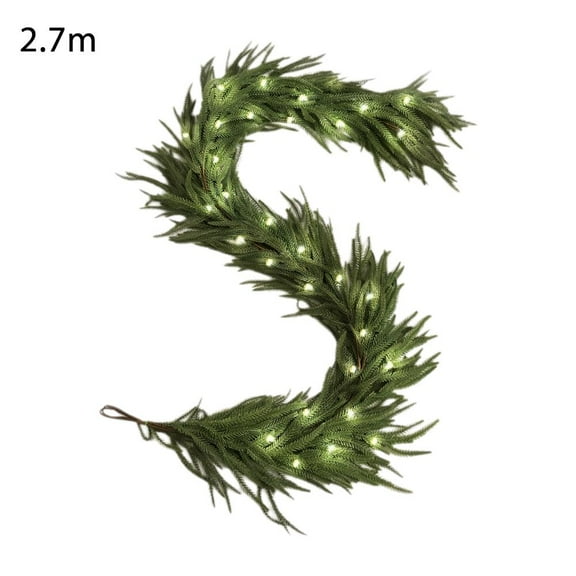 Christmas Norfolk Pine Garland, 5.9/8.85 FT Real Touch Cedar Greenery Garlands with Lights for Mantle, Table, Wall, Indoor Outdoor Decor