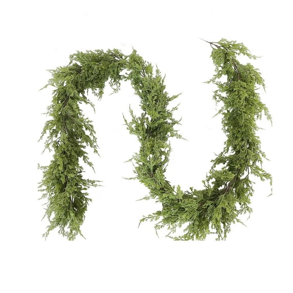 Christmas Norfolk Pine Garlands, 5 Ft Real Touch Artificial Cedar Garland, Faux Pine Cypress Greenery Garland Ornaments for Mantle Fireplace Table Indoor Outdoor Xmas Decoration