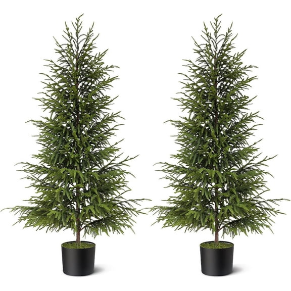 Christmas Norfolk Pine Tree Artificial Christmas Tree Faux Potted Plants for Front Porch Christmas Indoor Outdoor Decor