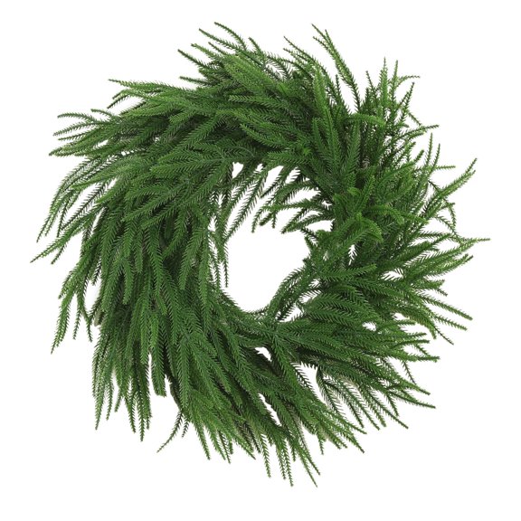 Christmas Norfolk Pine Wreath for Front Door, Norfolk Pine Artificial Wreath with Pine Cone & Berries, Artificial Green Wreath Holiday Decoration for Home Decor
