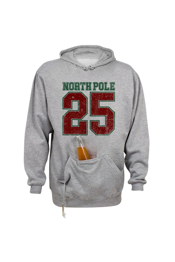 Christmas North Pole Beer Holder Tailgate Hoodie Sweatshirt Unisex Large Oxford