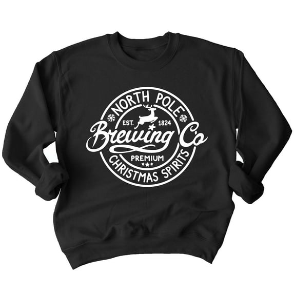 Christmas North Pole Brewing Co Christmas Spirits Shirt Crewneck Sweatshirt, L, Black