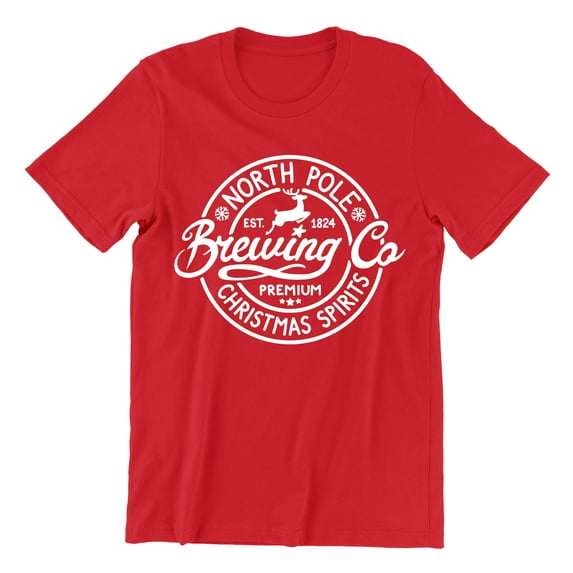 Christmas North Pole Brewing Co Christmas Spirits Shirt Unisex Men's T-shirt For Men, S, Red