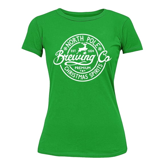 Christmas North Pole Brewing Co Christmas Spirits Shirt Women's T-shirt For Women, L, Green