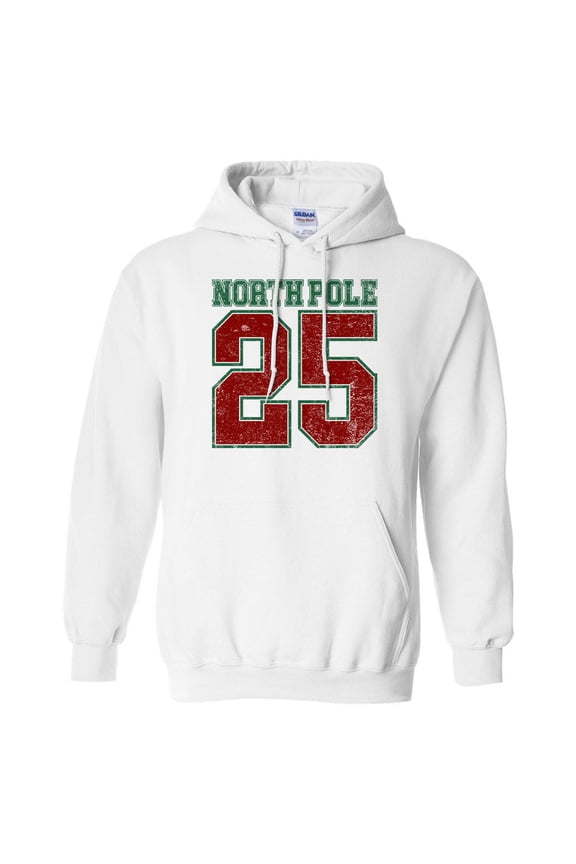 Christmas North Pole Hoodie Sweatshirt Unisex Large White