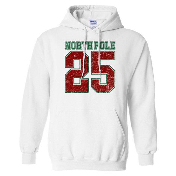 Christmas North Pole Hoodie Sweatshirt Unisex Large White