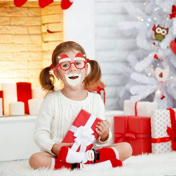 ​Christmas Novelty Glasses with Nose & Mustache - Fun Holiday Photo Props for Parties, Christmas Gifts for Adults & Kids​​ Red
