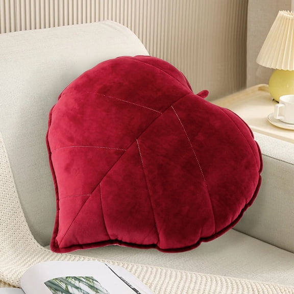 Christmas Novelty Leaf Shaped Plush Throw Pillow, Soft Decorative Backrest Cushion for Sofa, Couch, Bedroom, Living Room & Car Holiday Home Decor