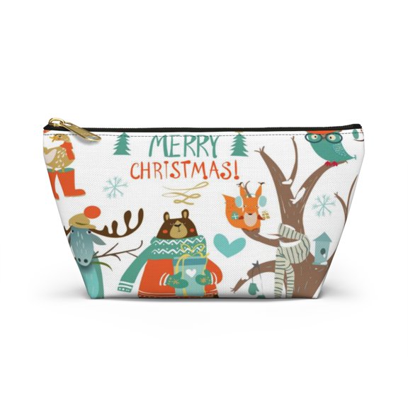 Christmas Novelty Wild Animals Holiday Pouch Makeup Bag Cosmetic Bag