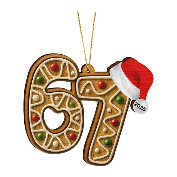 Christmas Number 67 Decoration,Acrylic Hanging Ornament With Hole,Festive Numeral 67 Pendant for Xmas Tree,Fireplace,Door,Home Holiday Decorations (F)
