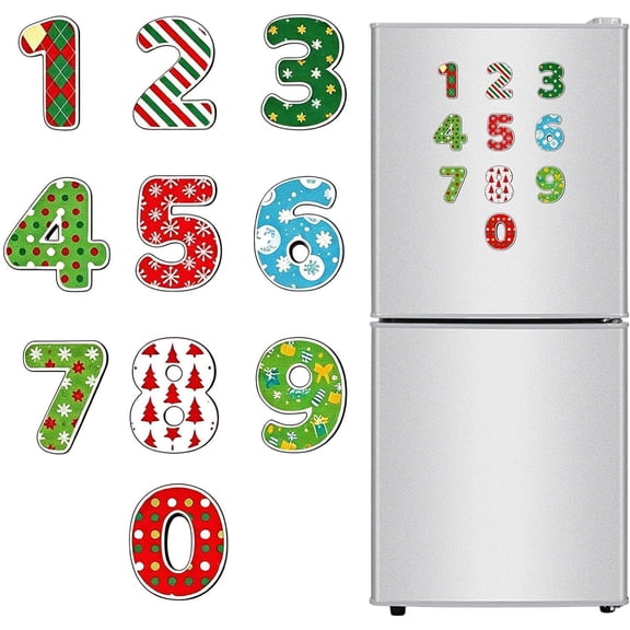 Christmas Number Refrigerator Magnets, 10-Piece Funny Soft Magnetic Set with Math Symbols, Perfect for Whiteboard, Fridge, Holiday Decor, and Educational Classroom Use(RL)