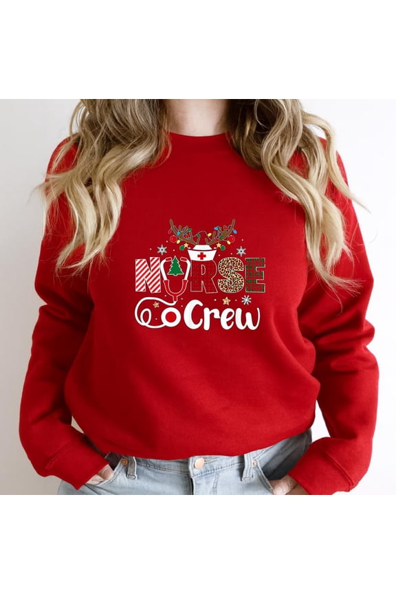 Christmas Nurse Crew Funny Scrub Tops Holiday Graphic SW3279 Unisex Sweatshirt, Up to Size 5XL