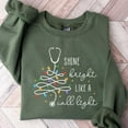 Christmas Nurse Sweatshirt, Shine Bright Like A Call Light, Christmas