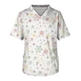 Christmas Nurse Uniforms for Men 2024 Xmas Snowflake Print Short Sleeve