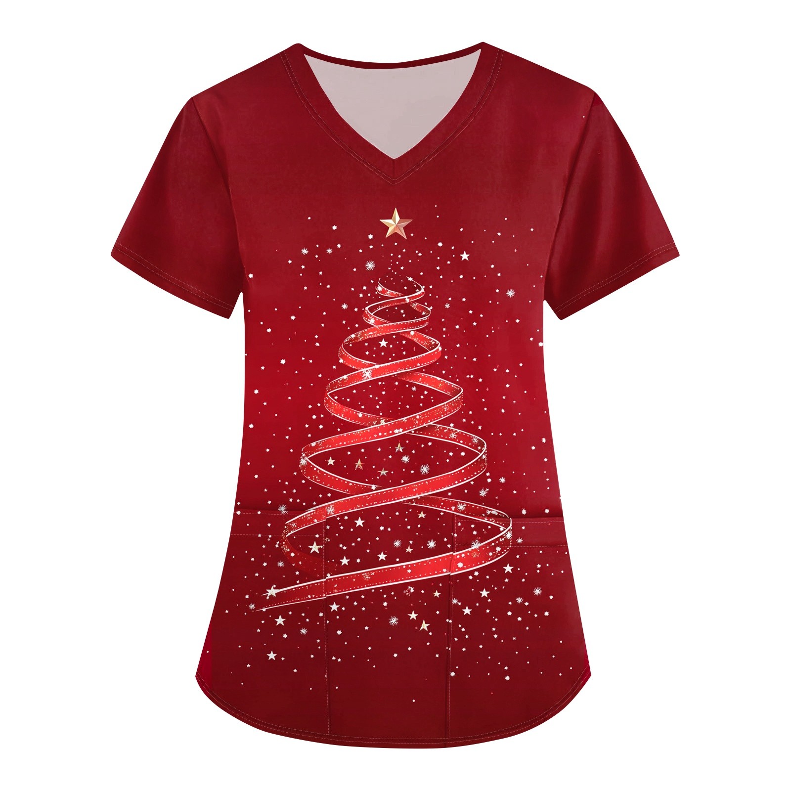Christmas Nurse Uniforms for Women Xmas Snowflake Print Scrub Tops
