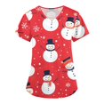 Christmas Nurse Uniforms for Women Xmas Snowflake Print Scrub Tops