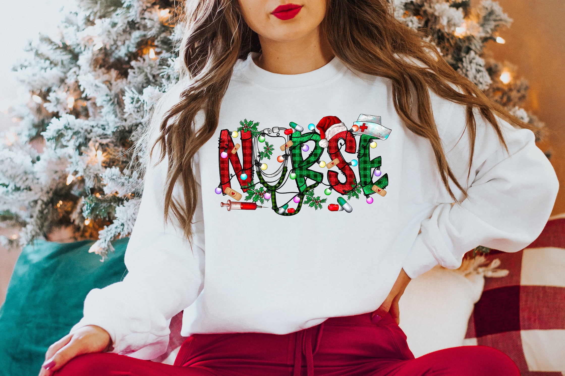 Christmas Nursing Sweatshirt, Nursing School T Shirt, Nurse Christmas ...