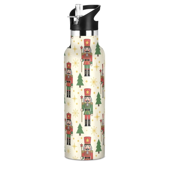 Christmas Nutcracker 20oz Vacuum Insulated Stainless Steel Water Bottle BPA-Free Leak Proof Straw Lid