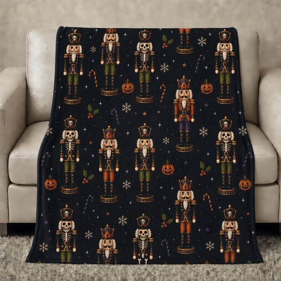 Christmas Nutcracker 3D Print Fleece Throw Blanket, 280 GSM Polyester for Sofa, Bed and Living Room Decor