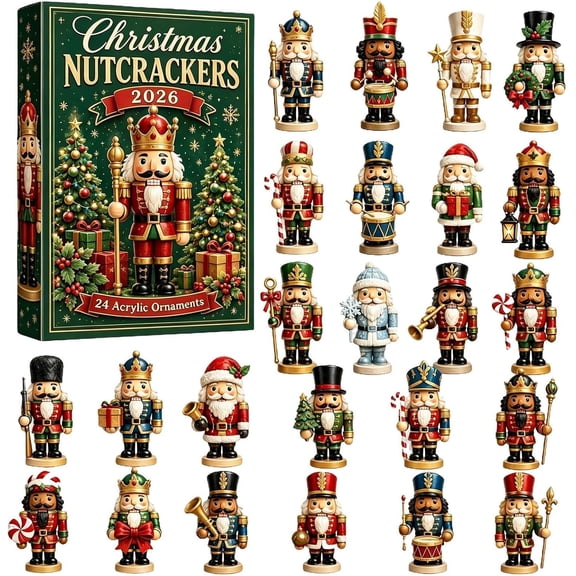 Christmas Nutcracker Advent Calendars, Nutcracker Countdown Calendar 24 Days Christmas 2D Flat Acrylic Nutcrackers Tree Ornament | For Children And Nutcrackers Enthusiasts