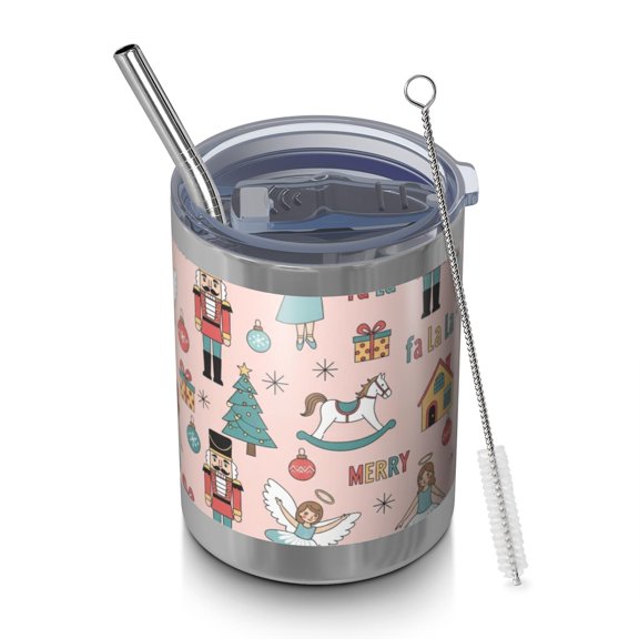 Christmas Nutcracker Angel Toy Pattern Wide Mouth Tumbler 1 Pack, Vacuum Insulated Double Wall Travel Mug 304 Stainless Steel Inner Liner Gifts Ideas for Teens Adults Office Workers Teachers