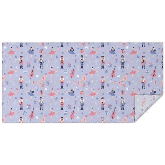 Christmas Nutcracker Ballerina Music Light Purple Pattern Rectangular Tablecloth 60x120 Inch, Waterproof Stain Resistant Decorative Table Cover for Dining, Party & Wedding