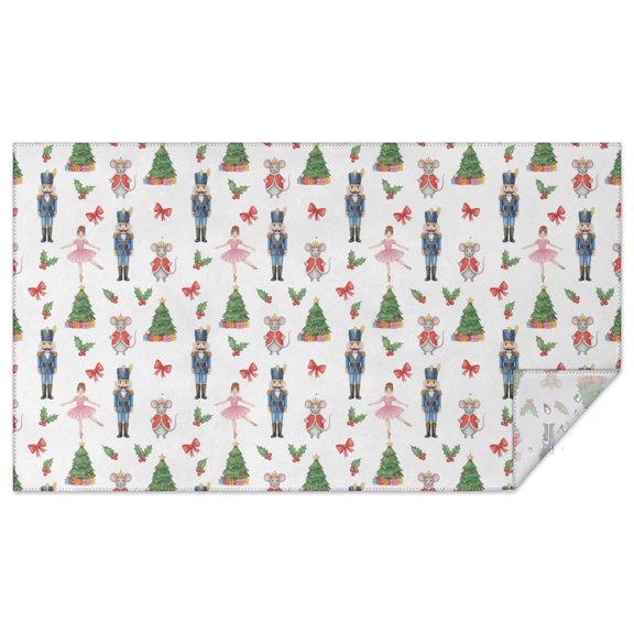 Christmas Nutcracker Ballerina White Pattern Rectangular Tablecloth 60x102 Inch, Waterproof Stain Resistant Decorative Table Cover for Dining, Party & Wedding