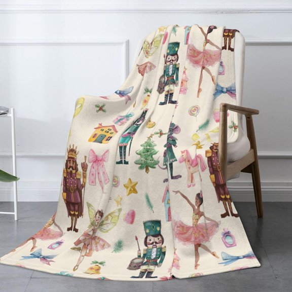 Christmas Nutcracker Ballet Girl Blanket Cozy Fluffy Plush Blanket Soft Flannel Blanket for Users Men Women Gift Sofa Bed Couch 80"x60" Christmas