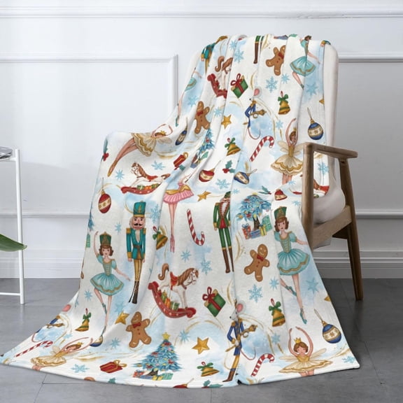 Nutcracker Christmas Ballet Throw Blanket for Holiday Bed Couch