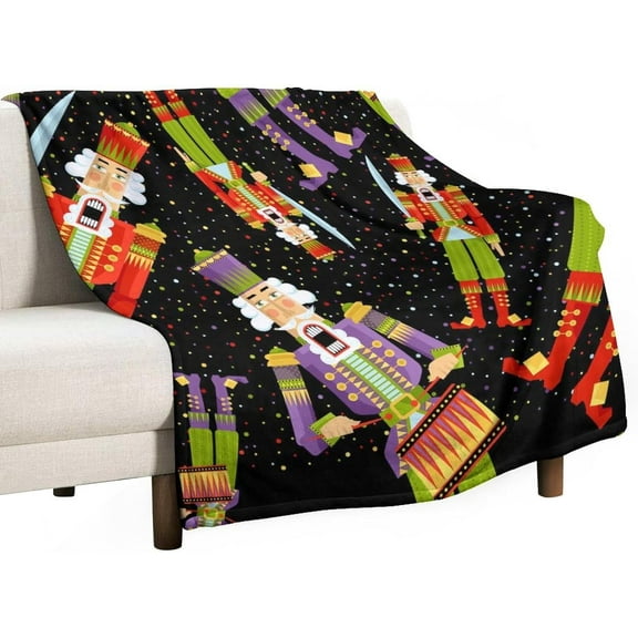 Christmas Nutcracker Candy Cane Flannel Fleece Throw Blanket Xmas Sweet 50x60 Inches Soft Blanket for Couch,Cozy,Warm,Lightweight