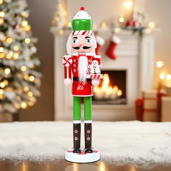 Christmas Nutcracker-Candy Costume Gingerbread Man Soldier Traditional Wooden Nutcracker Christmas Decoration Holiday Decoration Desktop Decoration