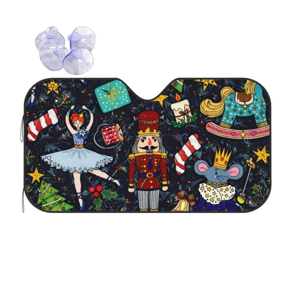 Christmas Nutcracker Car Windshield Sun Shade Universal Fit Auto Sun Visor Protector