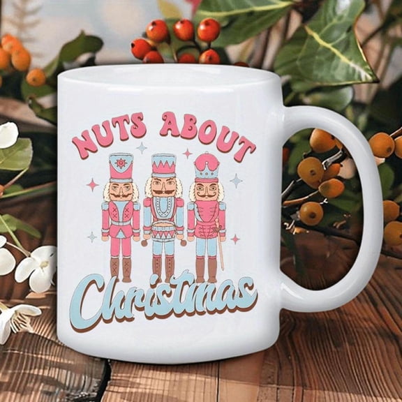 Christmas Nutcracker Ceramic Coffee Mug Insulated Reusable Cup with Nuts About Christmas Design Festive Nutcracker Soldier Art Durable Ceramic Hot Bev