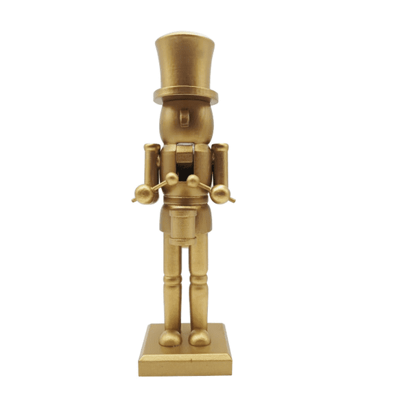 Christmas Nutcracker Decoration, 10.04 Inch Gold Nutcracker Soldier Figurine with Crown, Traditional Christmas Tabletop Decor for Mantel, Shelf, Dining Table and Holiday Home Decor