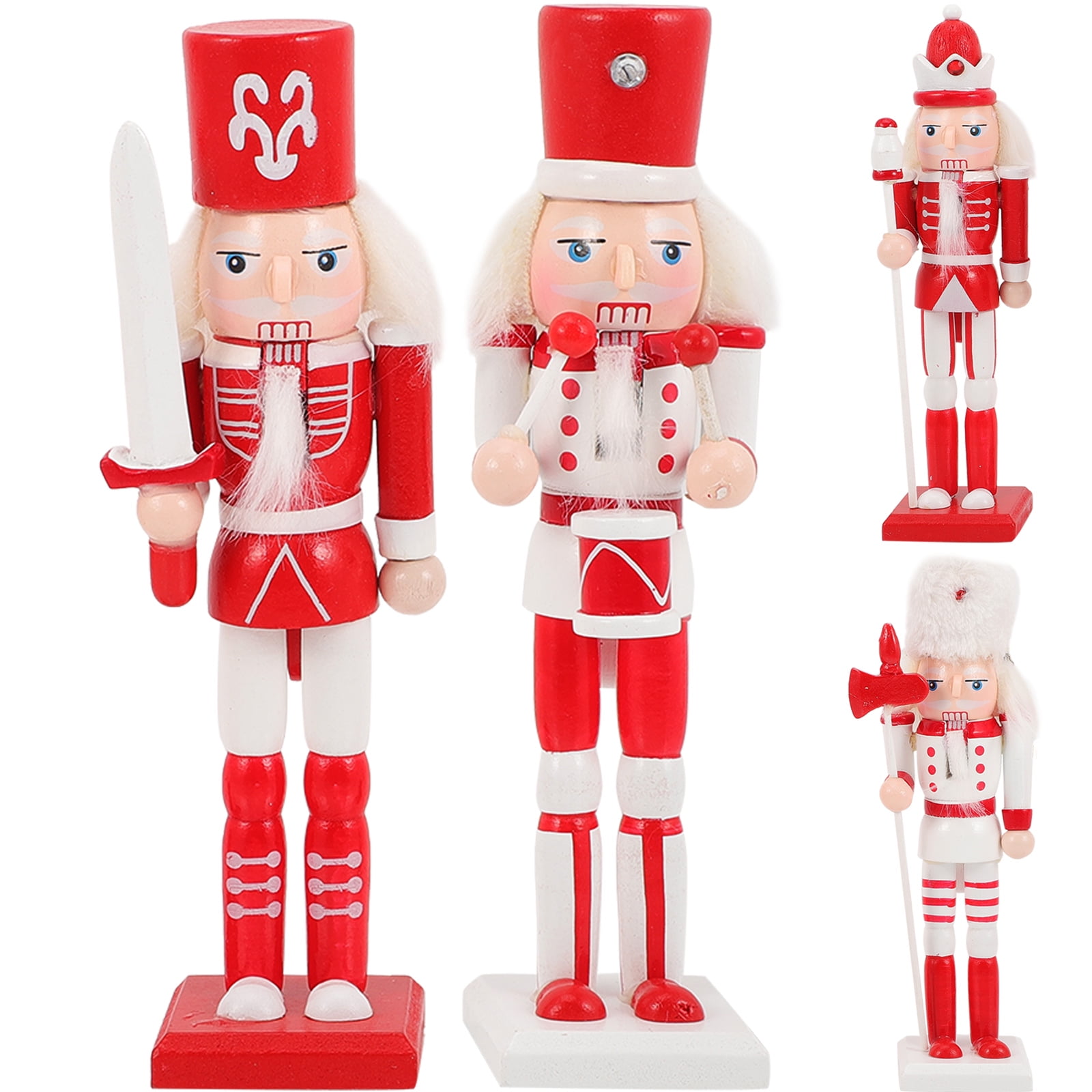 Christmas Nutcracker Figure 4pcs Wooden Nutcracker Figurine Wood