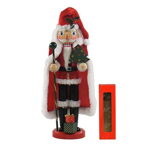 Christmas Nutcracker Figure King with Red Jacket Sparkle Gold Details and Rhinestones