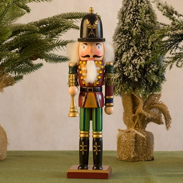 Christmas Nutcracker Figures 12 Inch Wooden Nutcracker King with Scepter Ornaments, Nutcracker Christmas Decor