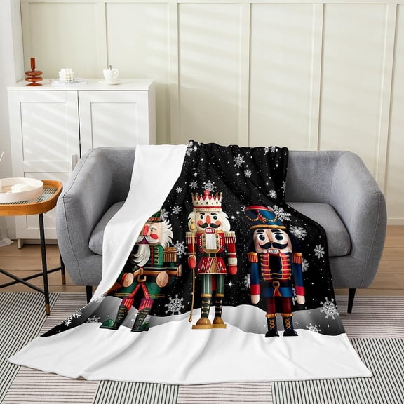 Christmas Nutcracker Fleece Throw Blanket for Sofa and Bed