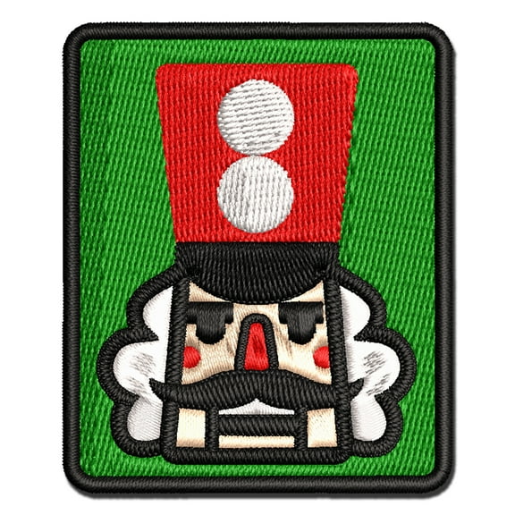 Christmas Nutcracker Head Applique Multi-Color Embroidered Hook & Loop Patch - 2.0 Inch Mini