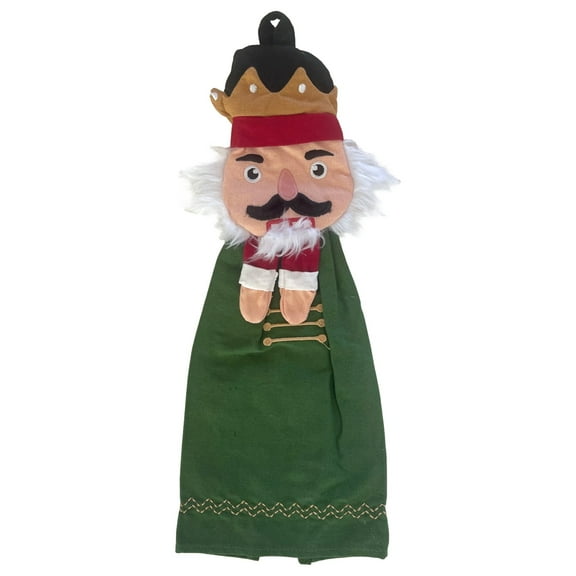 Christmas Nutcracker Kitchen Towel Set with Hanger, 2 Holiday Dish Towels