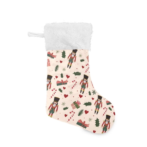 Christmas Nutcracker Leave Heart Snowflake Christmas Stockings 17.71" Christmas Tree Decoration Fireplace Party Decoration