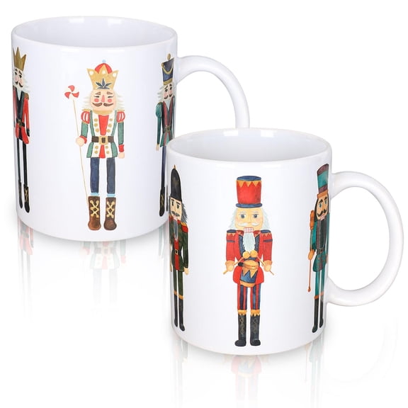 Christmas Nutcracker Mugs 12oz 2 Pack Ceramic Drinking Mugs for Holiday Table Decor Home Gift